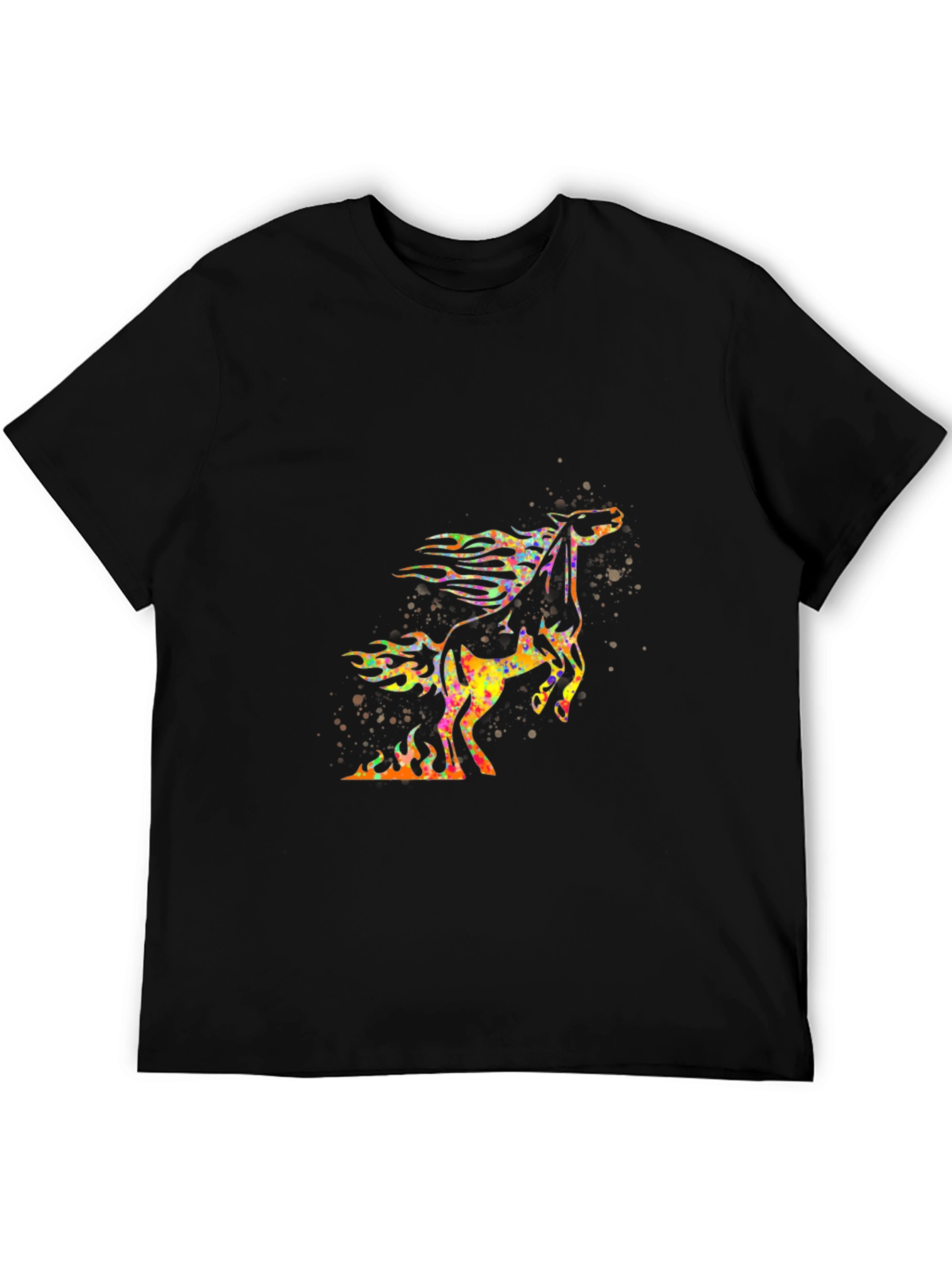 Flaming Horse Graphic T-Shirt - Bold Black Tee