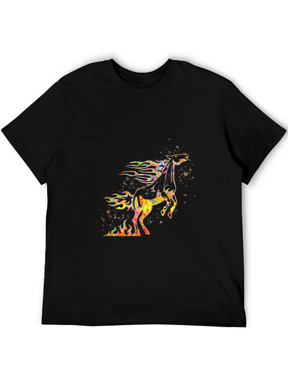 Flaming Horse Graphic T-Shirt - Bold Black Tee