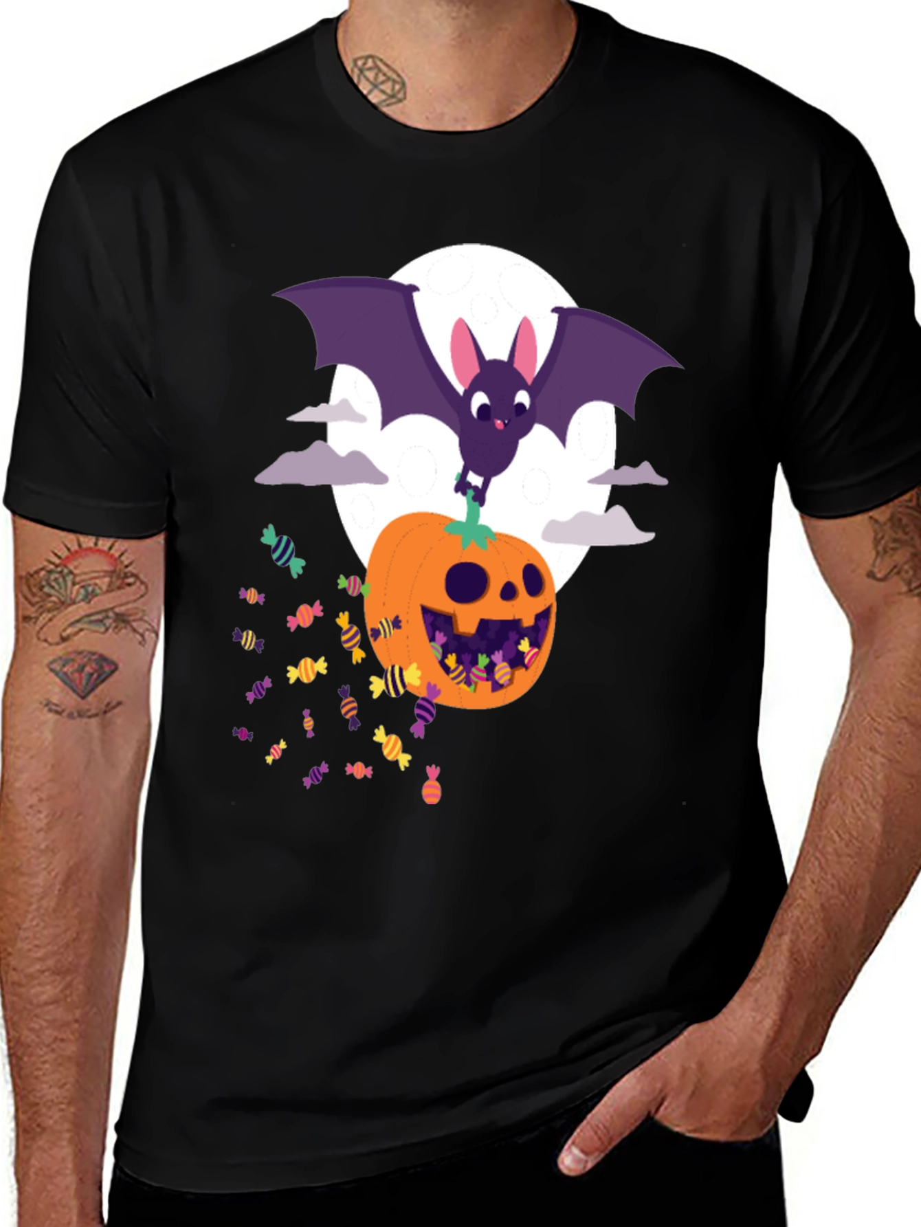 Halloween Bat & Pumpkin Candy T-Shirt