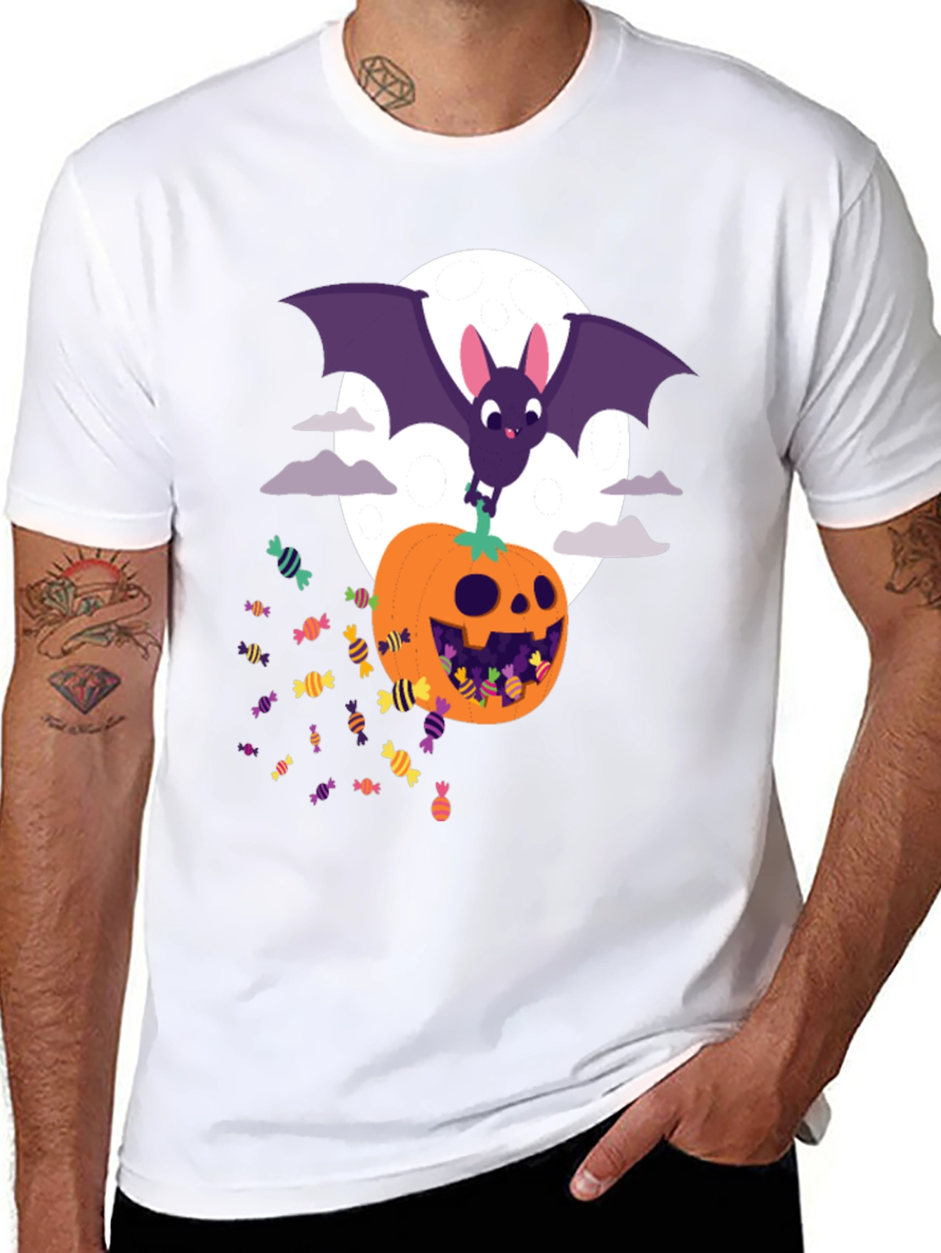 Halloween Bat & Pumpkin Candy T-Shirt