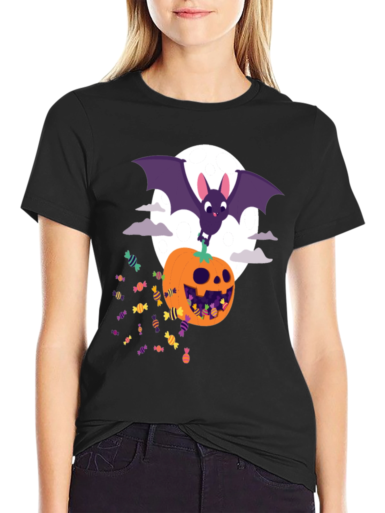 Halloween Bat & Pumpkin Candy T-Shirt