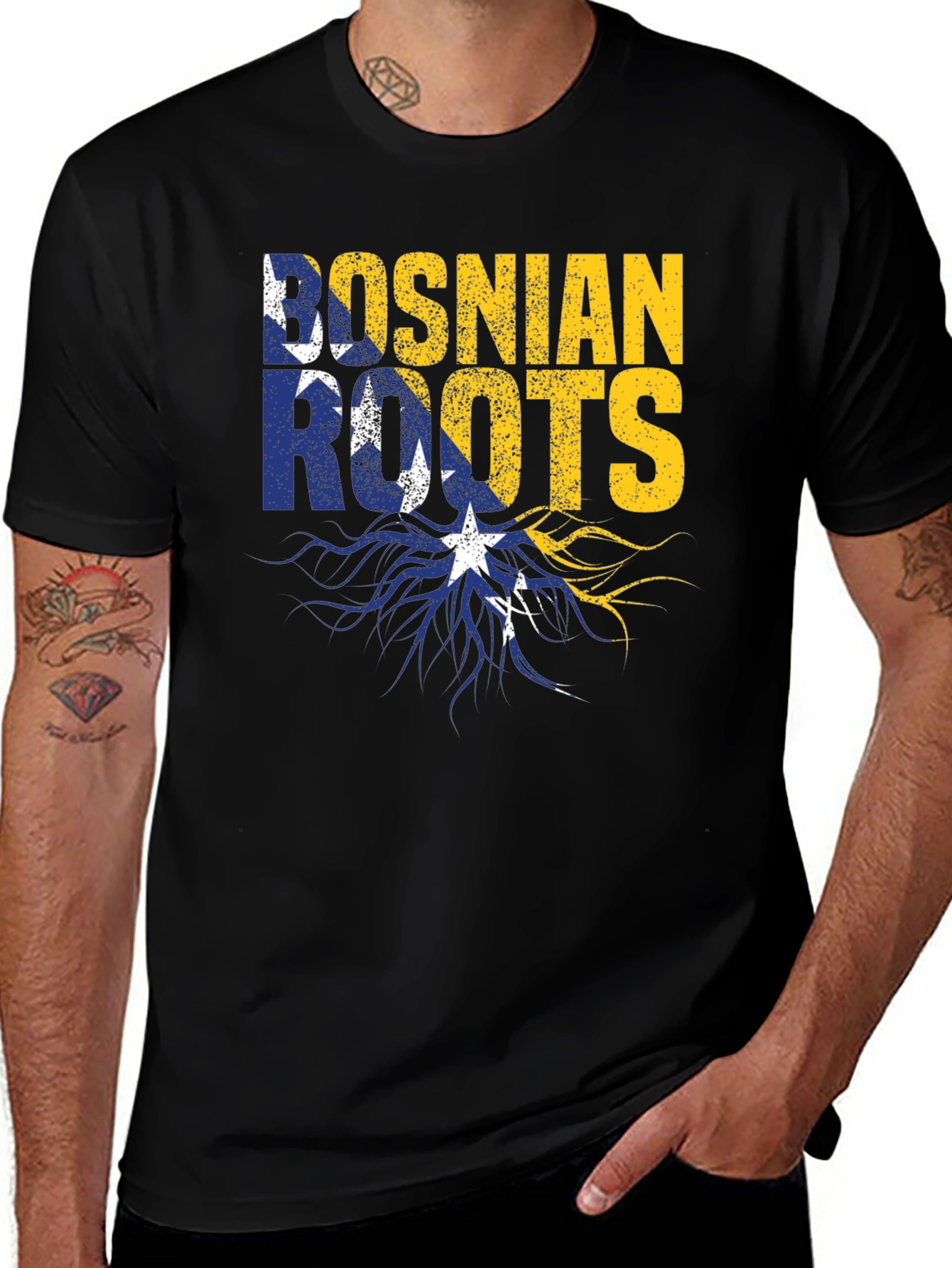 Bosnian Roots Graphic Tee - Black Cotton Blend
