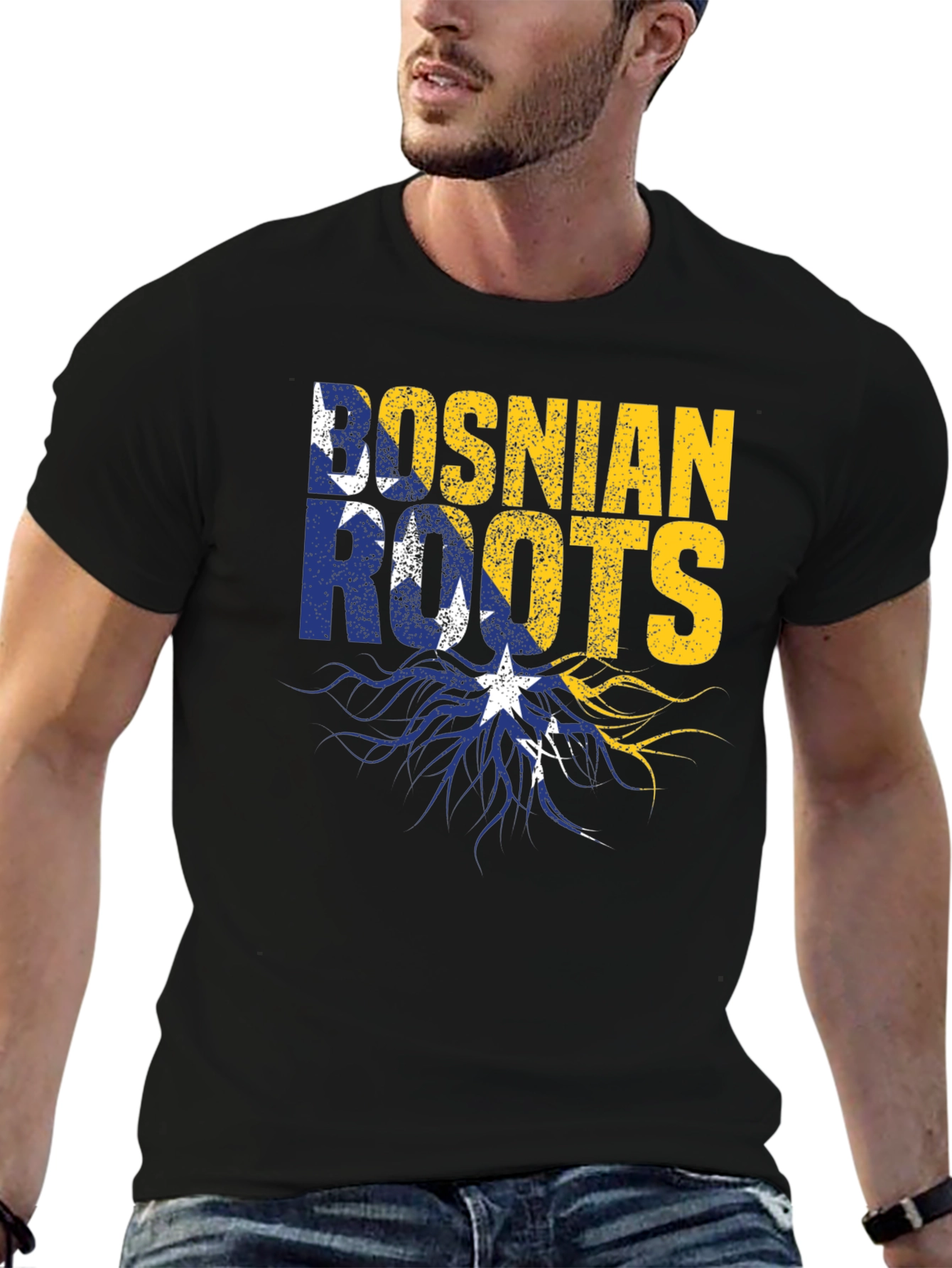 Bosnian Roots Graphic Tee - Black Cotton Blend