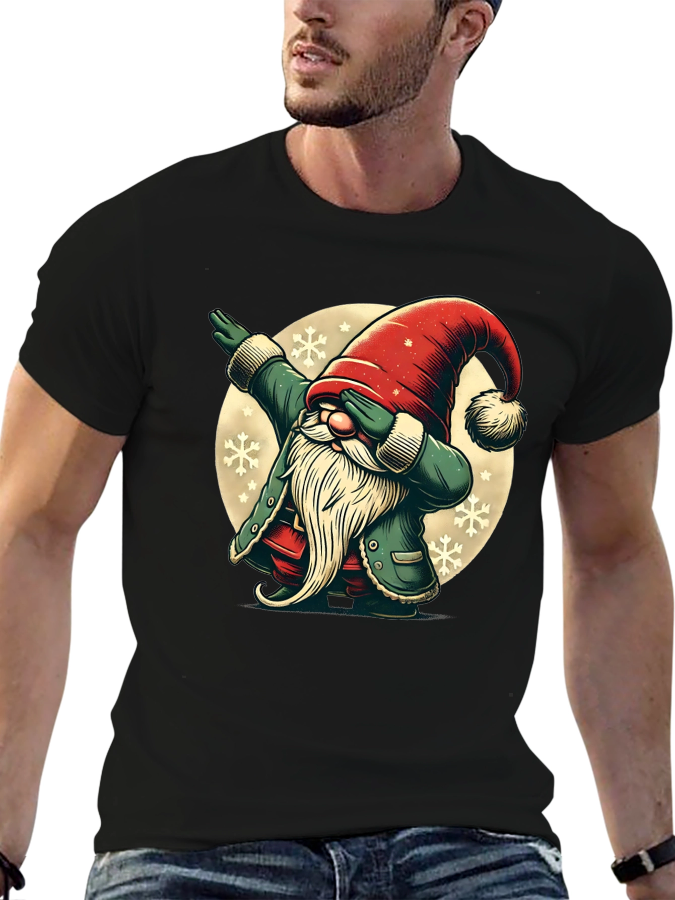 Dabbing Christmas Gnome Graphic Tee