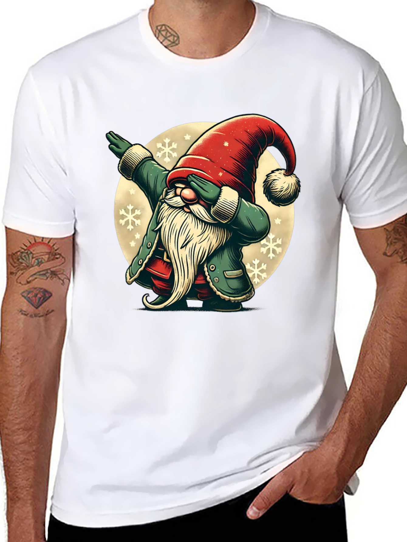 Dabbing Christmas Gnome Graphic Tee