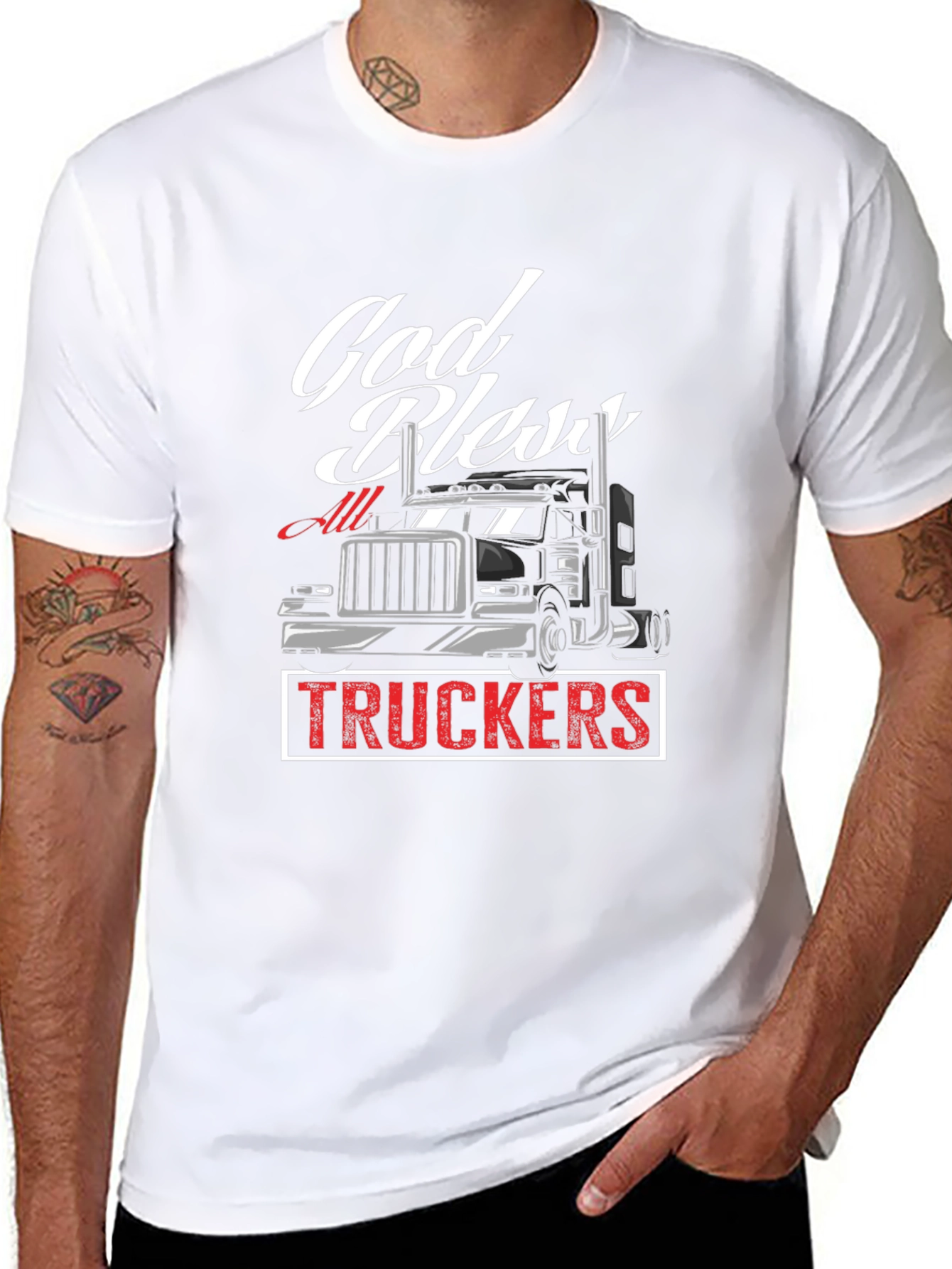 God Bless All Truckers Black T-Shirt