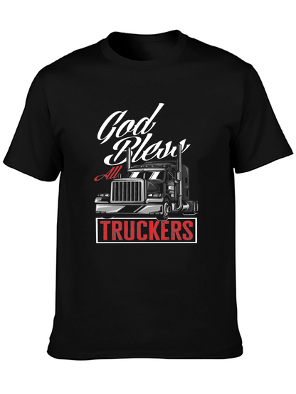 God Bless All Truckers Black T-Shirt