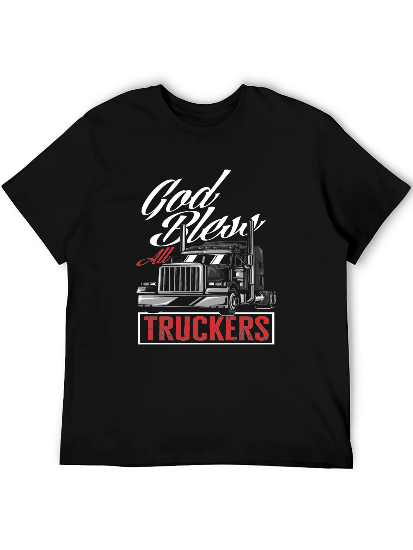 God Bless All Truckers Black T-Shirt