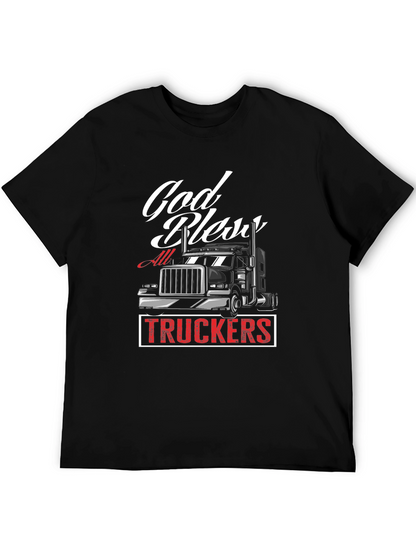 God Bless All Truckers Black T-Shirt