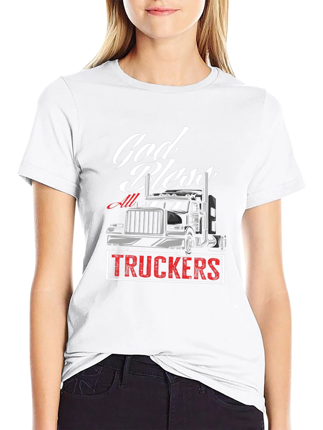 God Bless All Truckers Black T-Shirt