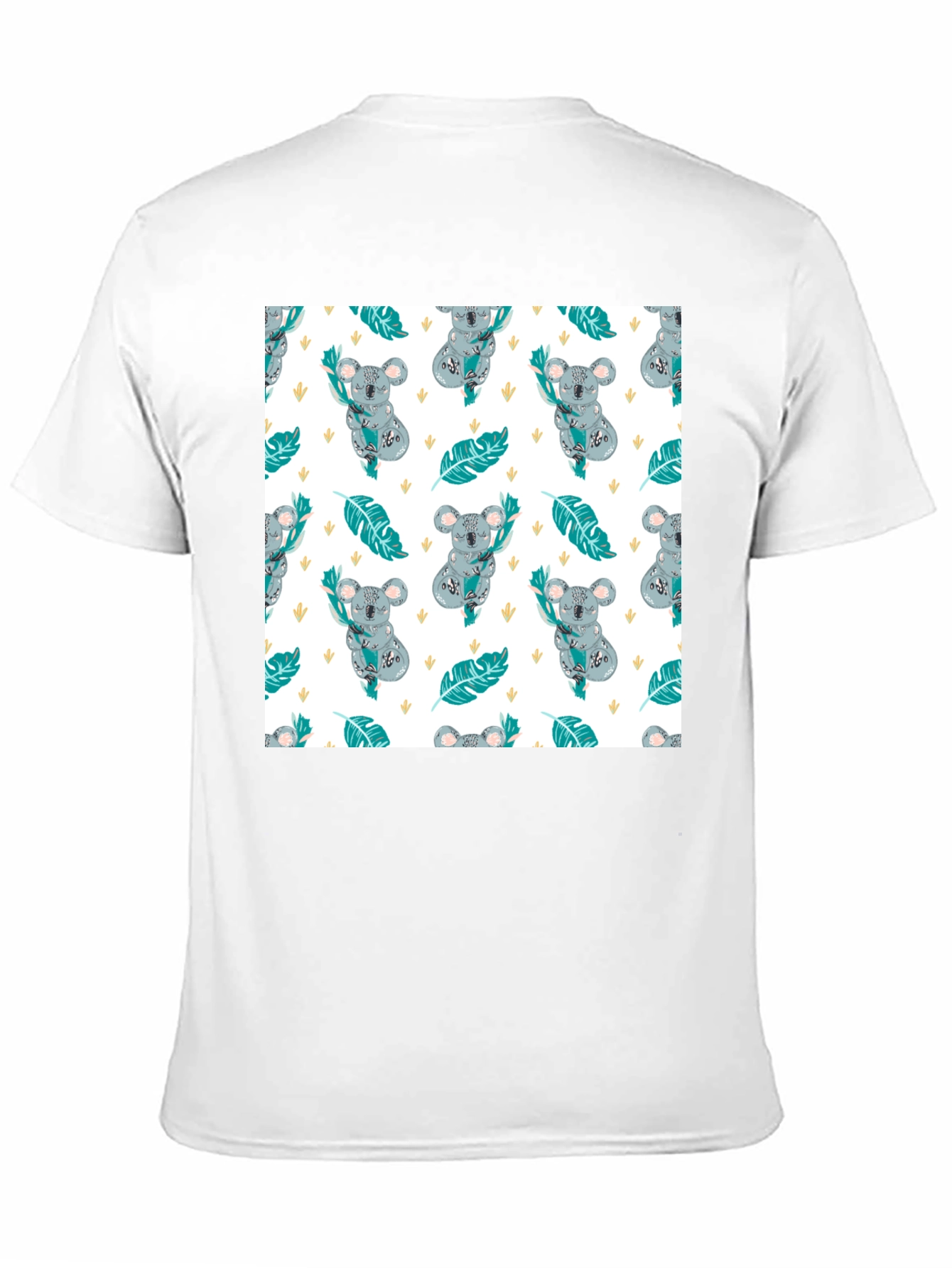 Koala Pattern Tee: Adorable Black Cotton T-Shirt
