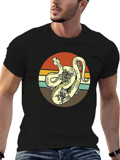 Retro Snake & Roses Graphic Tee