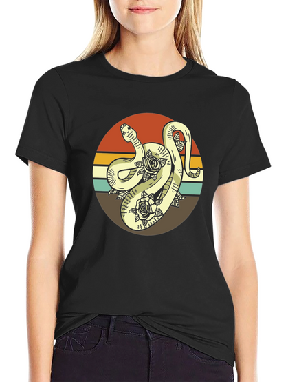 Retro Snake & Roses Graphic Tee