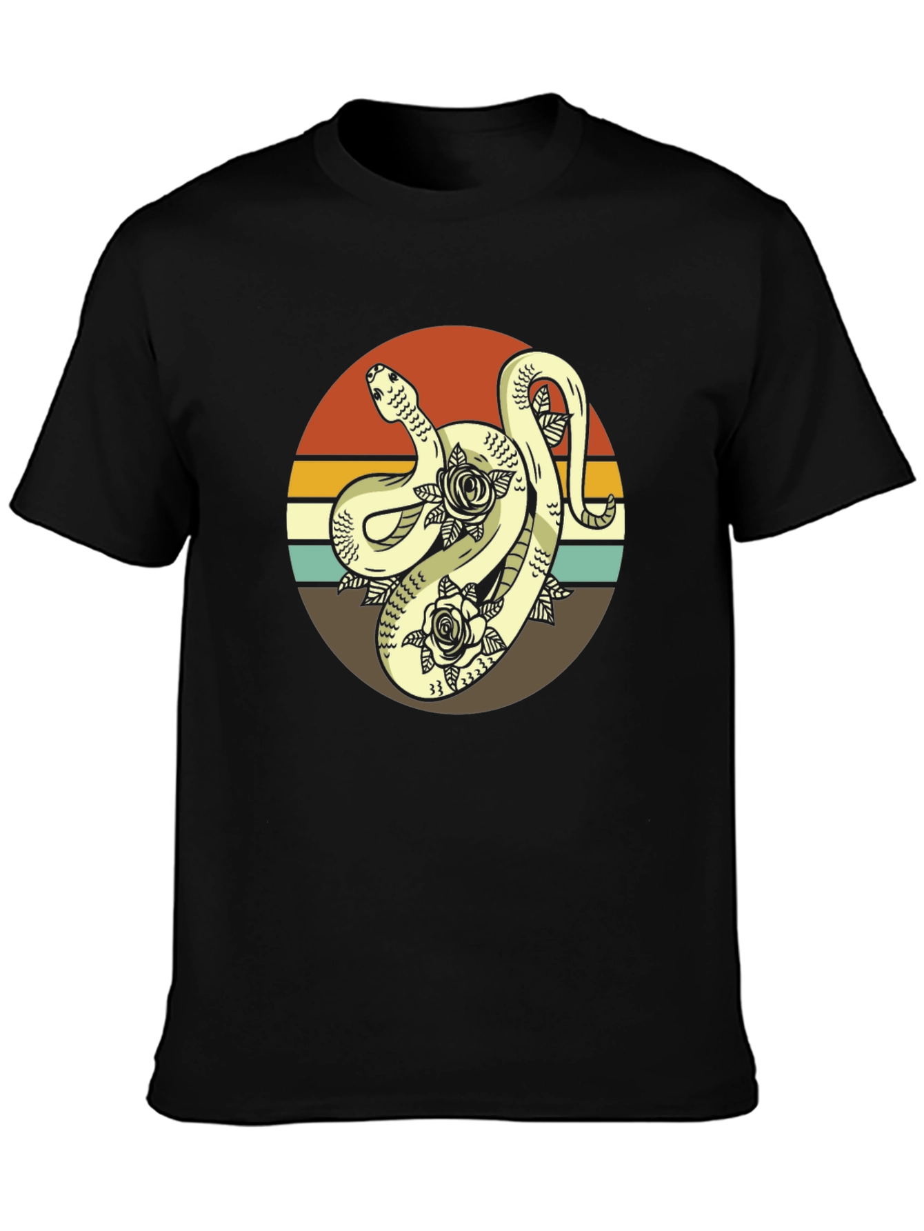 Retro Snake & Roses Graphic Tee