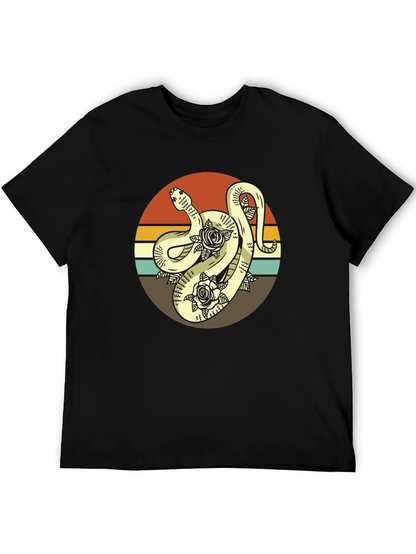 Retro Snake & Roses Graphic Tee