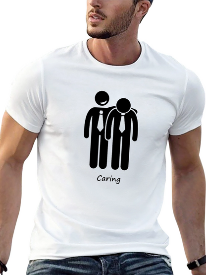 Caring Graphic Tee - Black Crew Neck Shirt