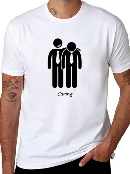 Caring Graphic Tee - Black Crew Neck Shirt