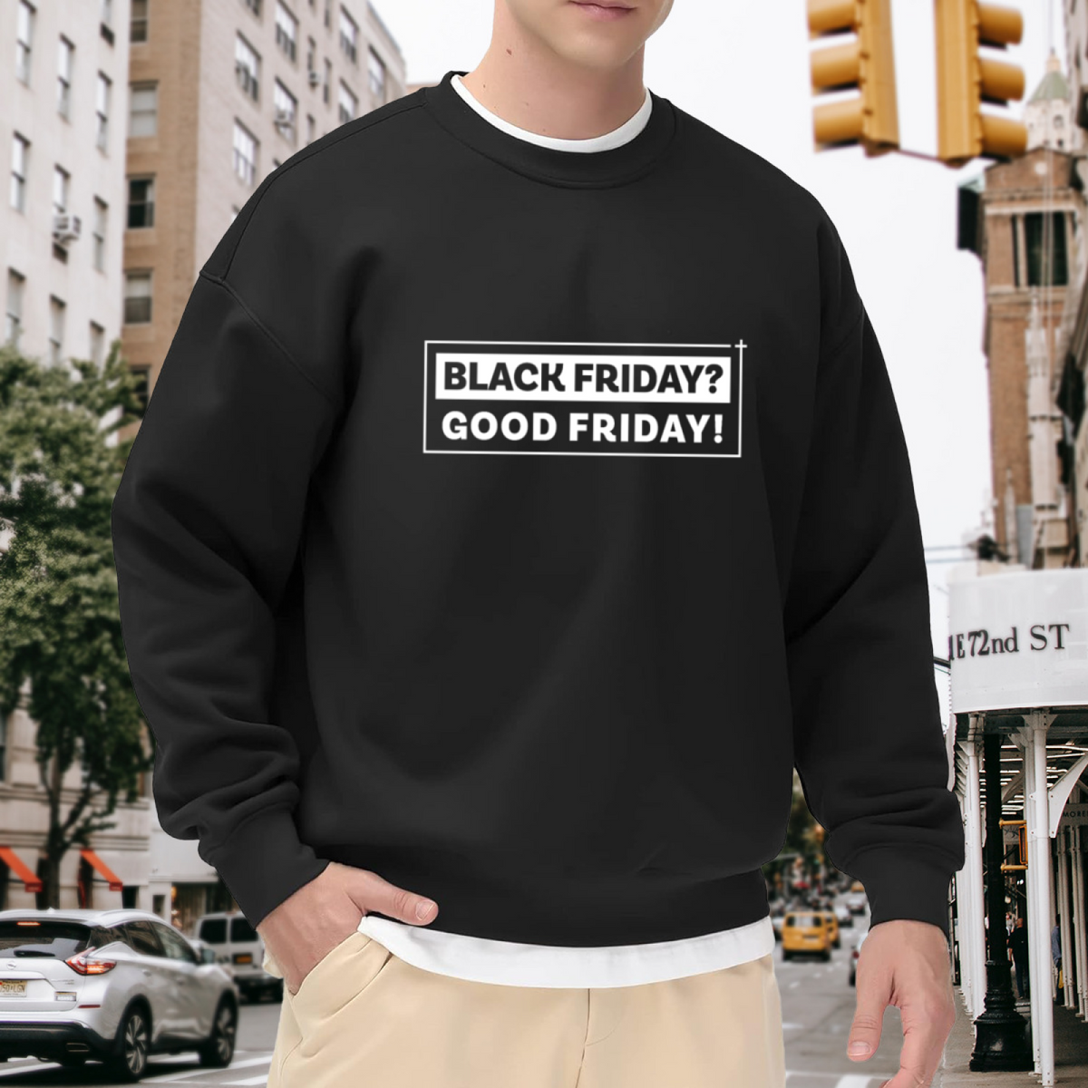 Black Friday Good Friday Crewneck Sweatshirt - Funny Holiday Shopping Pullover