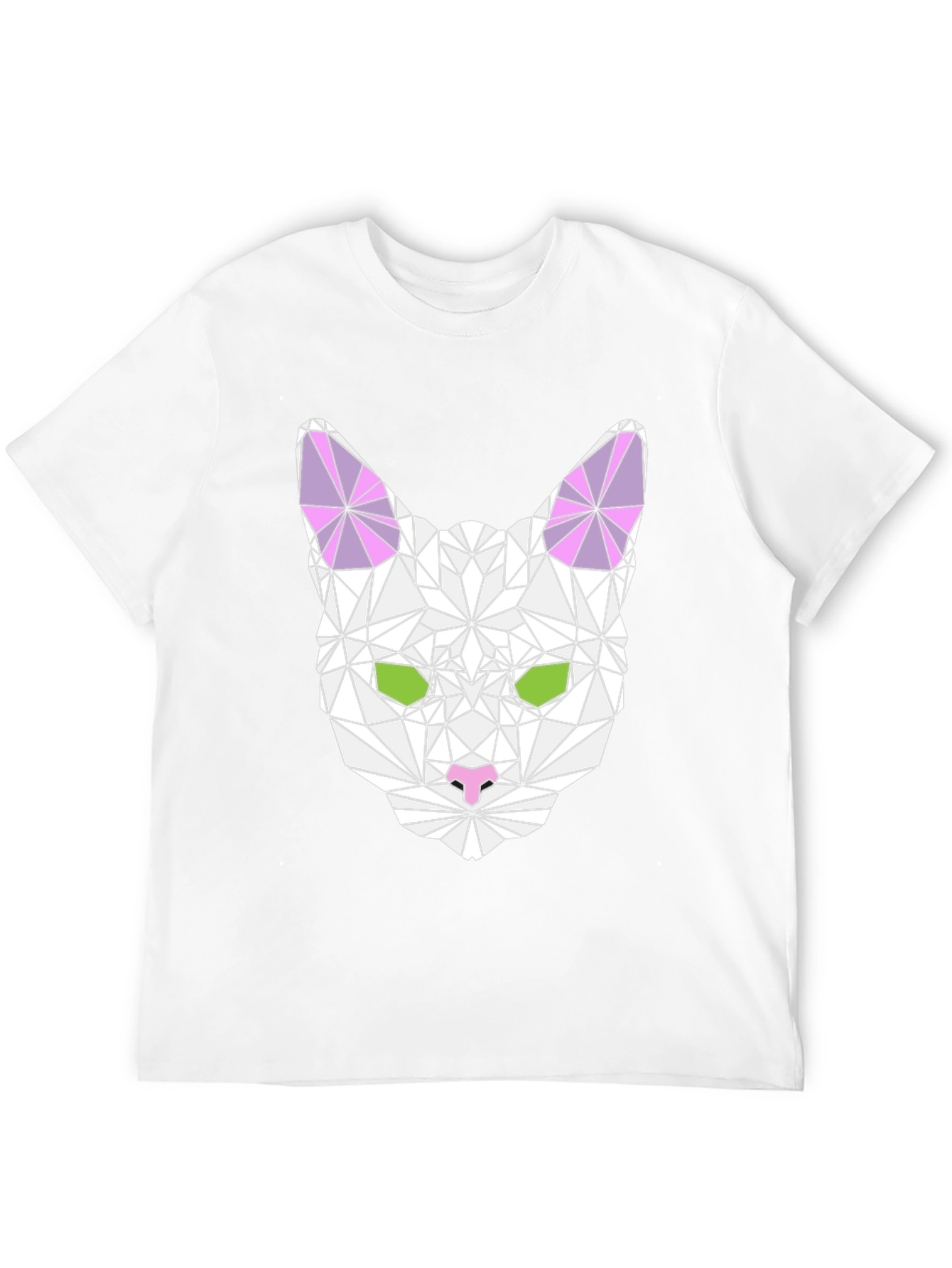 Geometric Cat Graphic Tee - Stylish & Unique