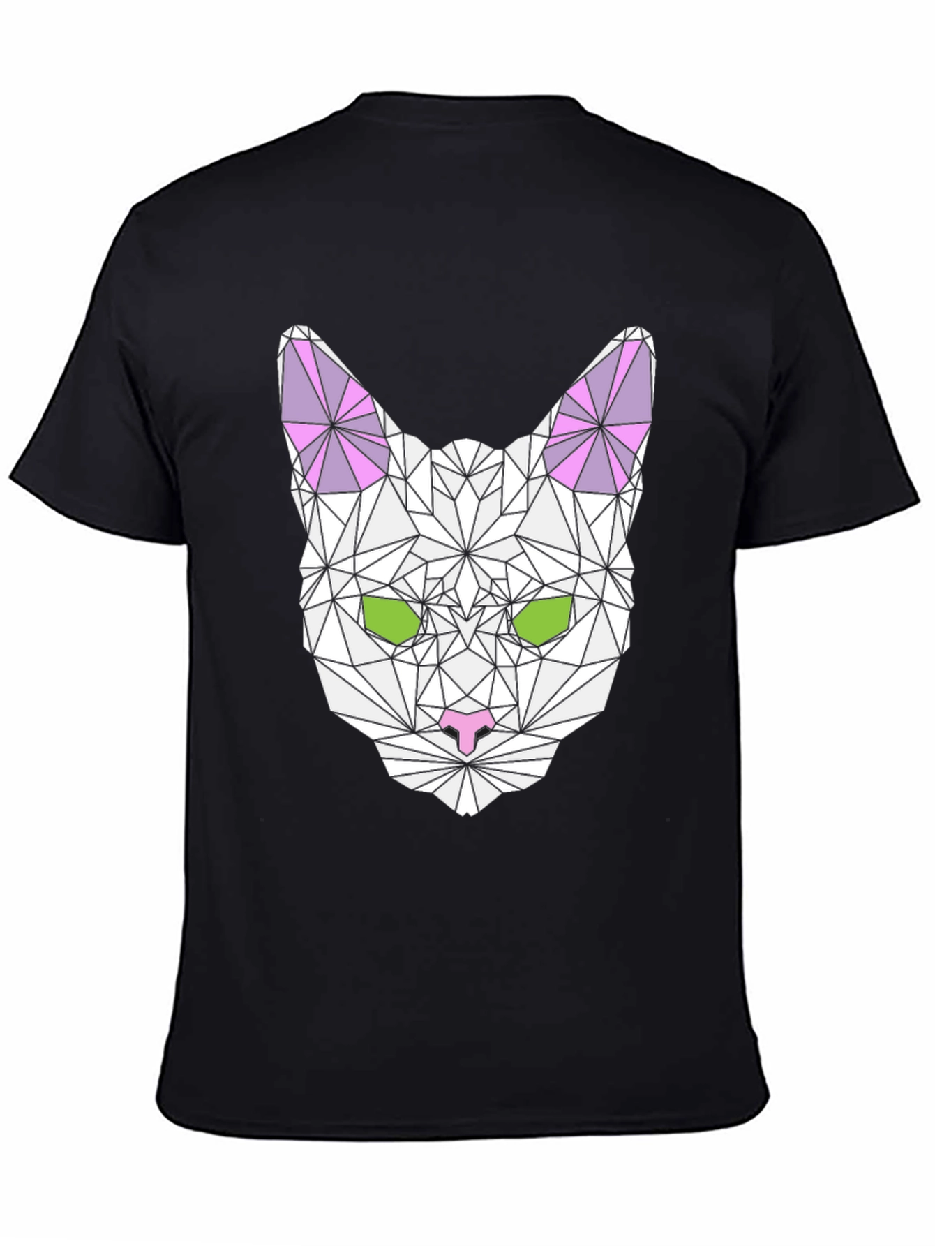 Geometric Cat Graphic Tee - Stylish & Unique