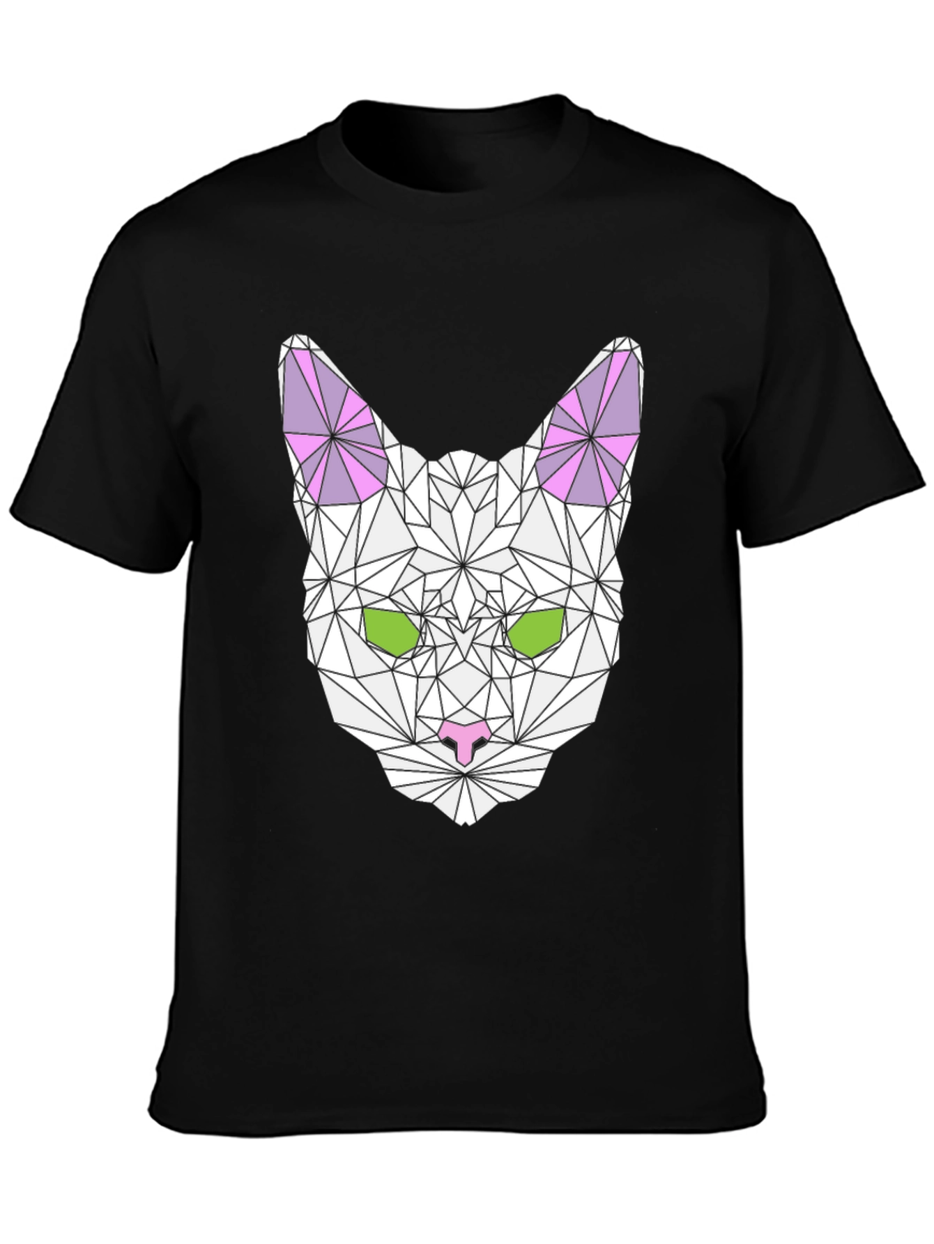 Geometric Cat Graphic Tee - Stylish & Unique