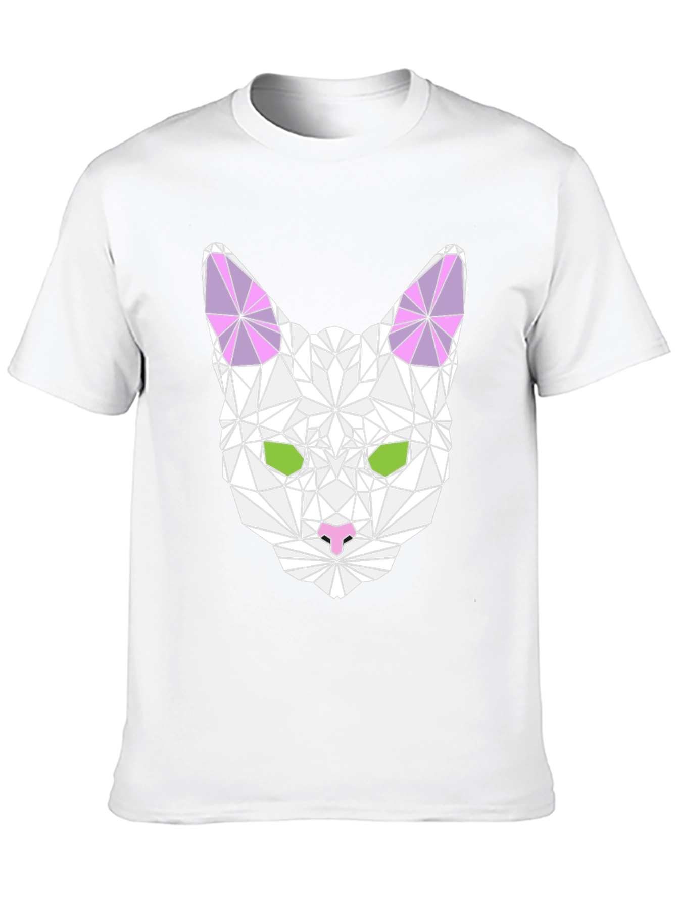 Geometric Cat Graphic Tee - Stylish & Unique