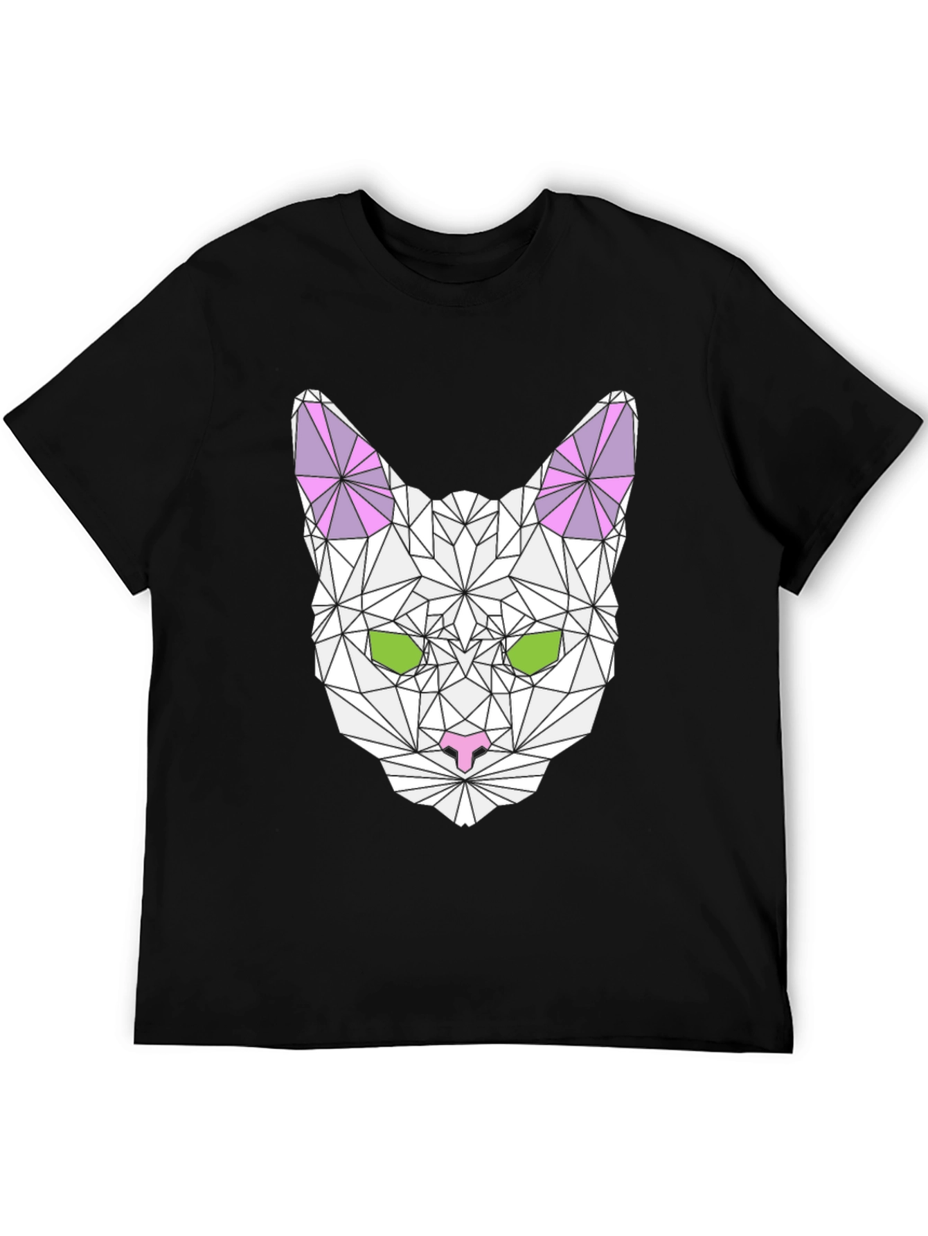 Geometric Cat Graphic Tee - Stylish & Unique