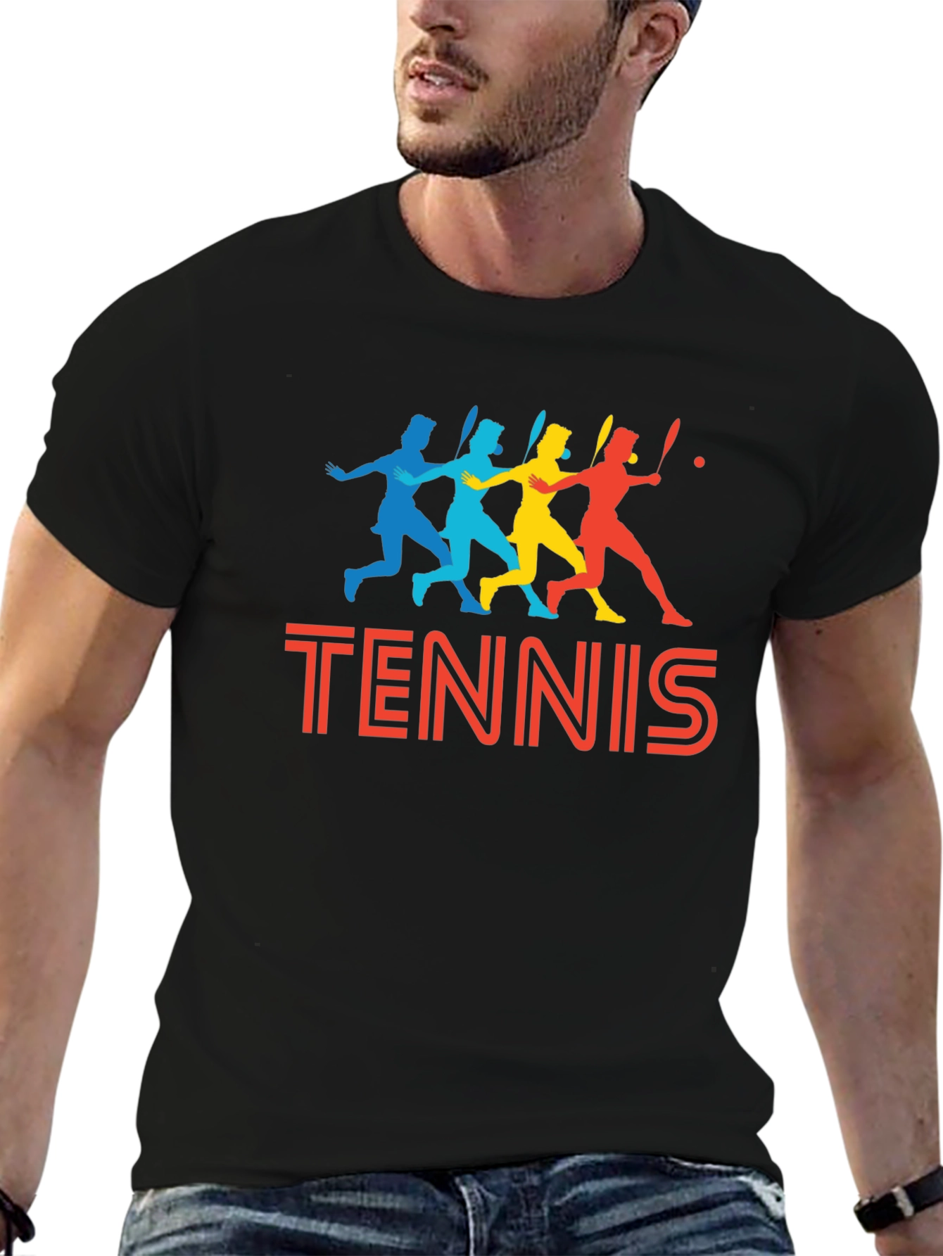 Retro Tennis Player Graphic T-Shirt