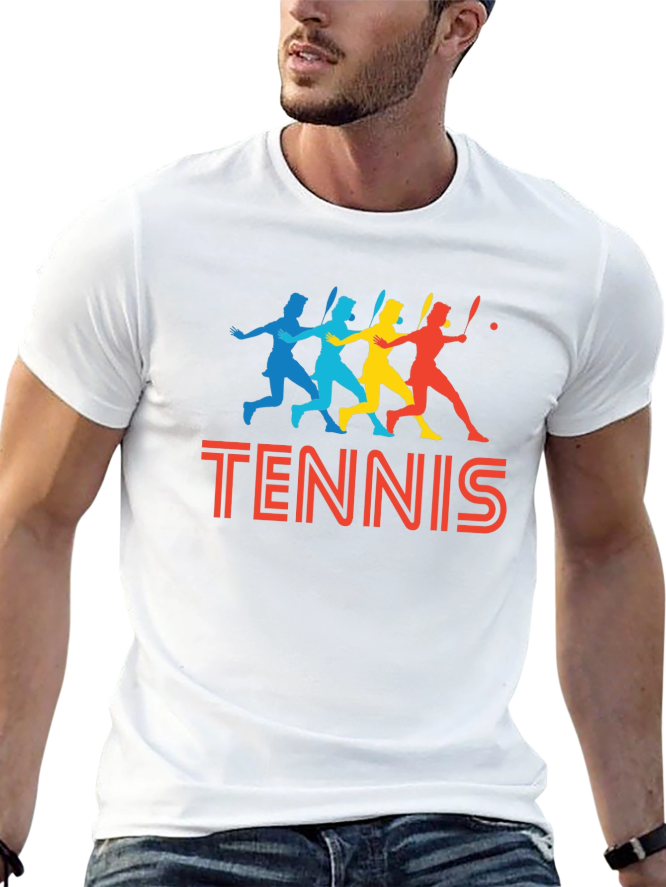 Retro Tennis Player Graphic T-Shirt