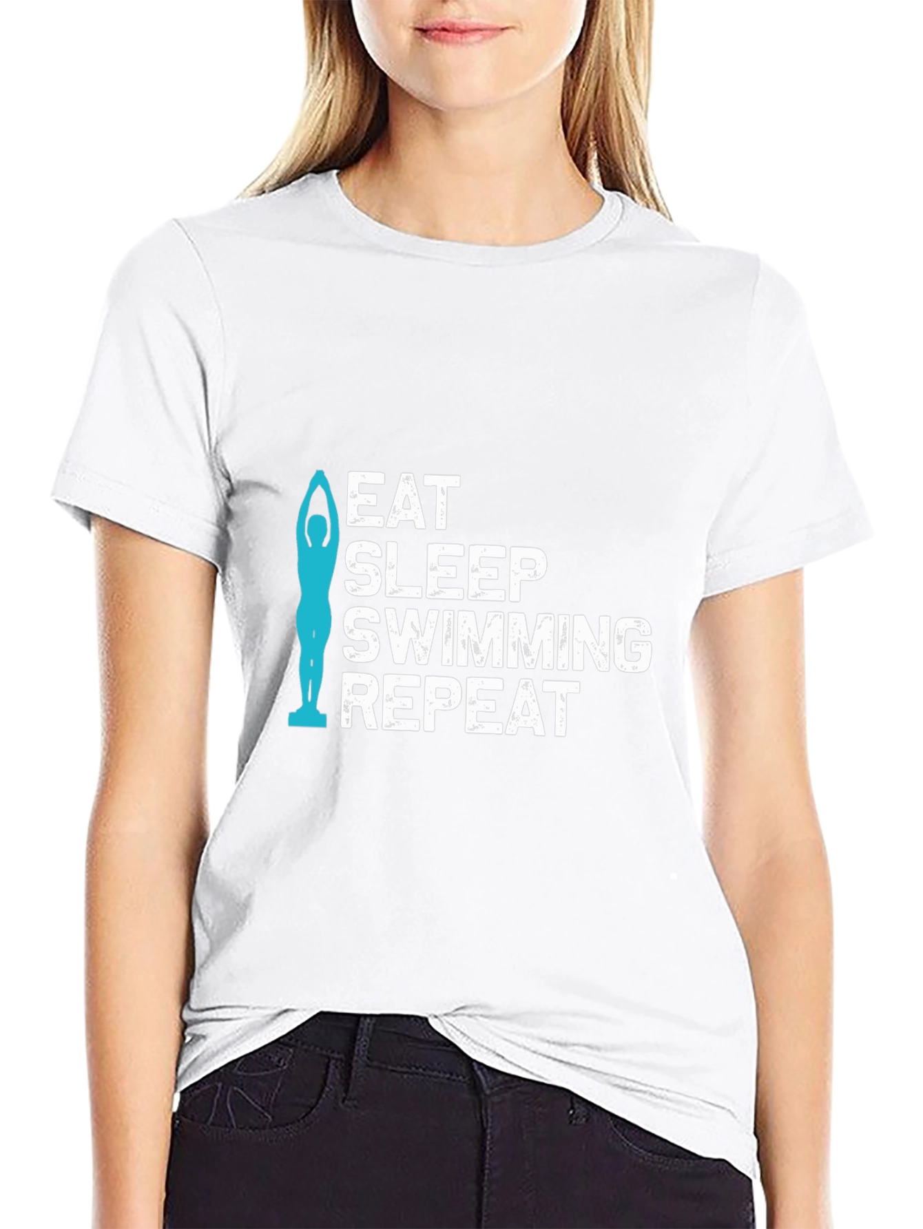 Eat Sleep Swimming Repeat Black T-Shirt