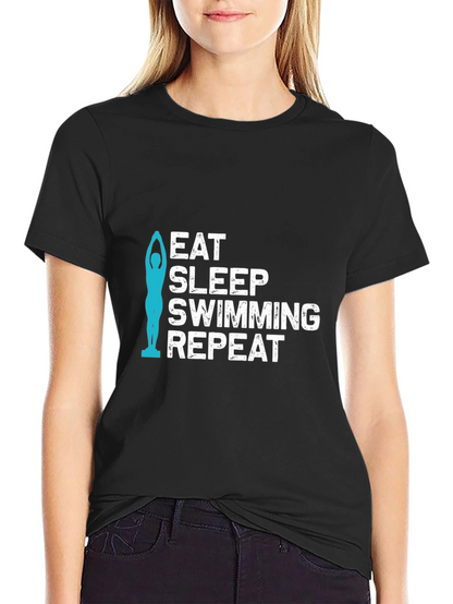 Eat Sleep Swimming Repeat Black T-Shirt