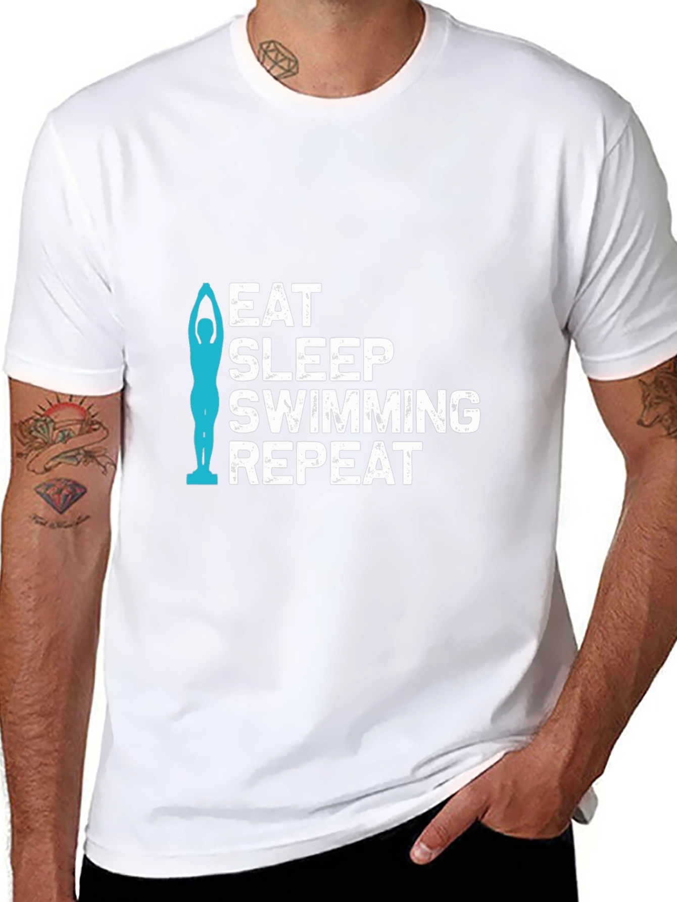 Eat Sleep Swimming Repeat Black T-Shirt