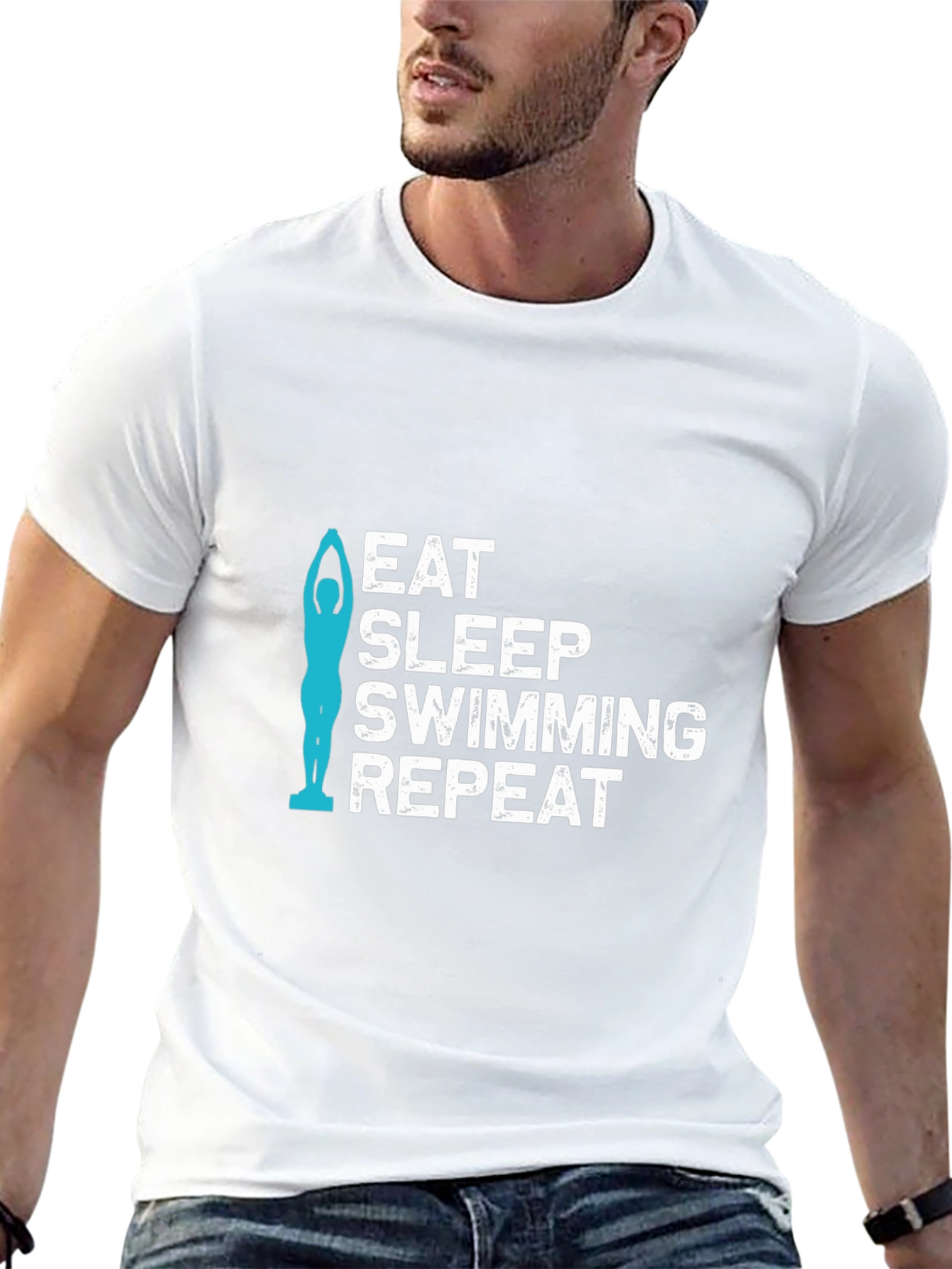 Eat Sleep Swimming Repeat Black T-Shirt