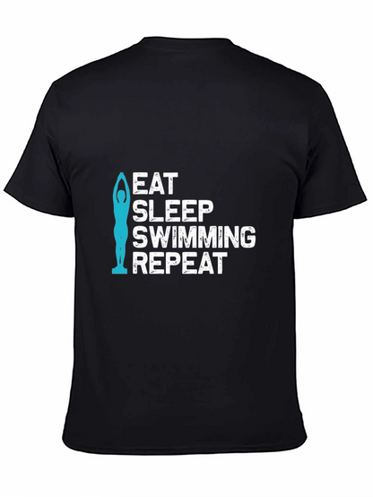 Eat Sleep Swimming Repeat Black T-Shirt