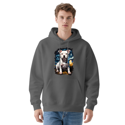 Starry Night White Pit Bull Terrier Dog Hoodie