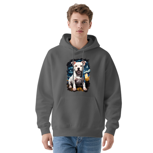 Starry Night White Pit Bull Terrier Dog Hoodie