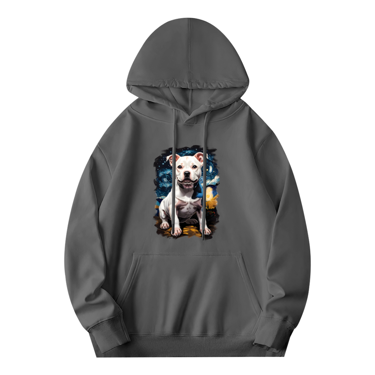 Starry Night White Pit Bull Terrier Dog Hoodie