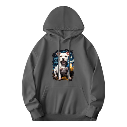 Starry Night White Pit Bull Terrier Dog Hoodie