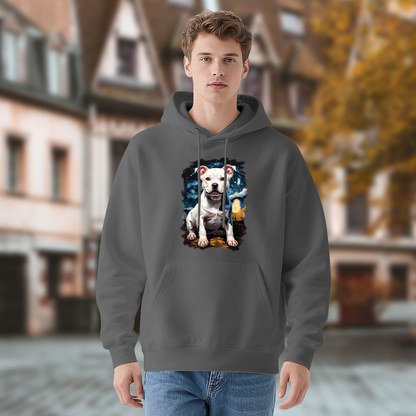 Starry Night White Pit Bull Terrier Dog Hoodie