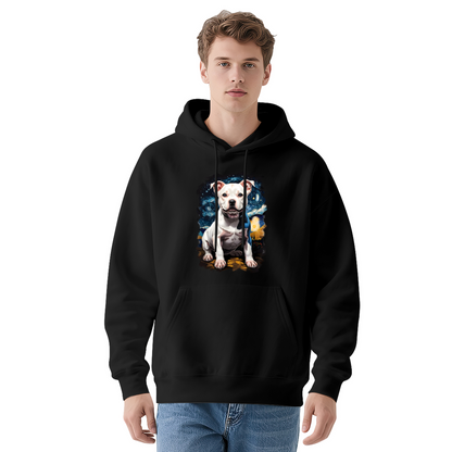 Starry Night White Pit Bull Terrier Dog Hoodie