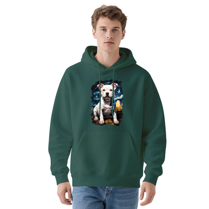Starry Night White Pit Bull Terrier Dog Hoodie