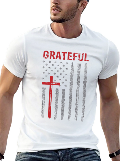 Grateful Cross Graphic Print Crew Neck T-Shirt