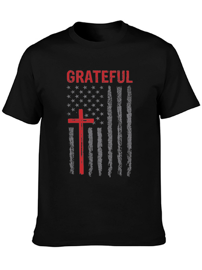 Grateful Cross Graphic Print Crew Neck T-Shirt