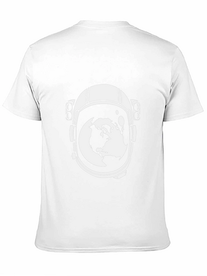 Astronaut Helmet Earth Graphic T-Shirt - Black