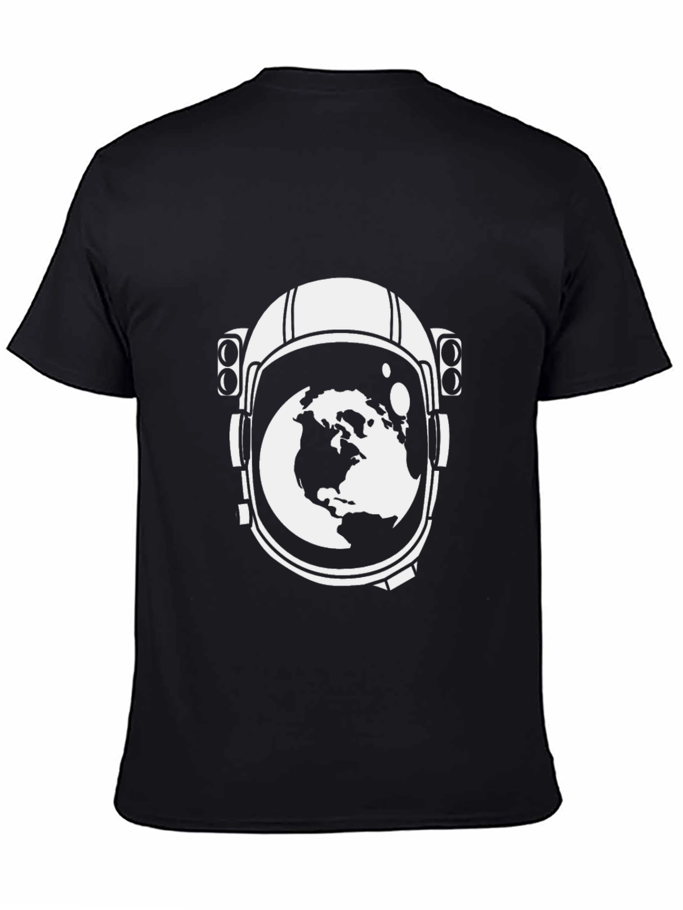 Astronaut Helmet Earth Graphic T-Shirt - Black