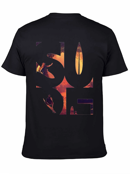 Surf Graphic Tee - Black Cotton T-Shirt