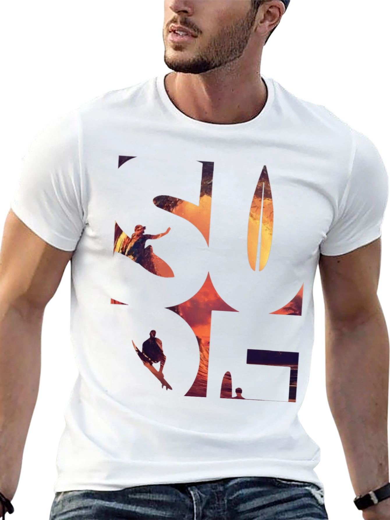 Surf Graphic Tee - Black Cotton T-Shirt