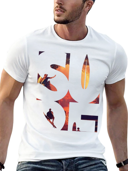 Surf Graphic Tee - Black Cotton T-Shirt