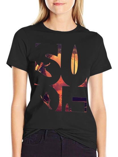 Surf Graphic Tee - Black Cotton T-Shirt