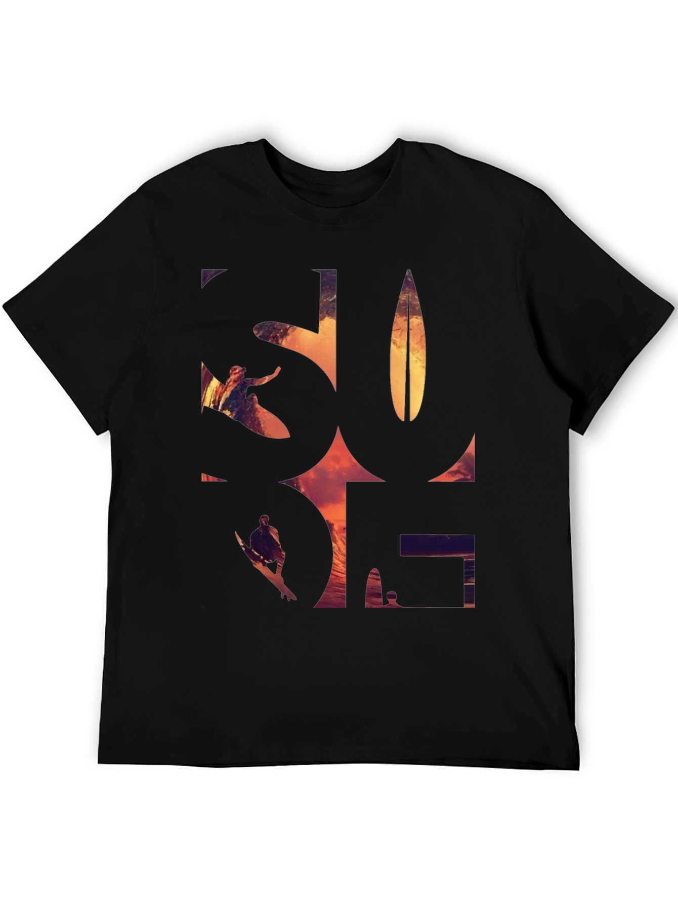 Surf Graphic Tee - Black Cotton T-Shirt